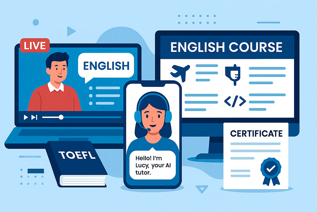 Cupom de desconto EW Pass para assinatura de inglês online, IA Lucy e certificação