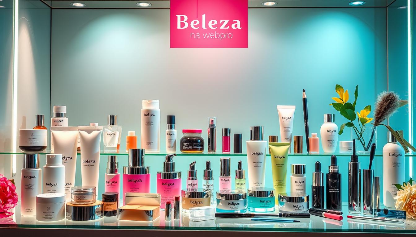 Beleza online com diversos produtos cosméticos