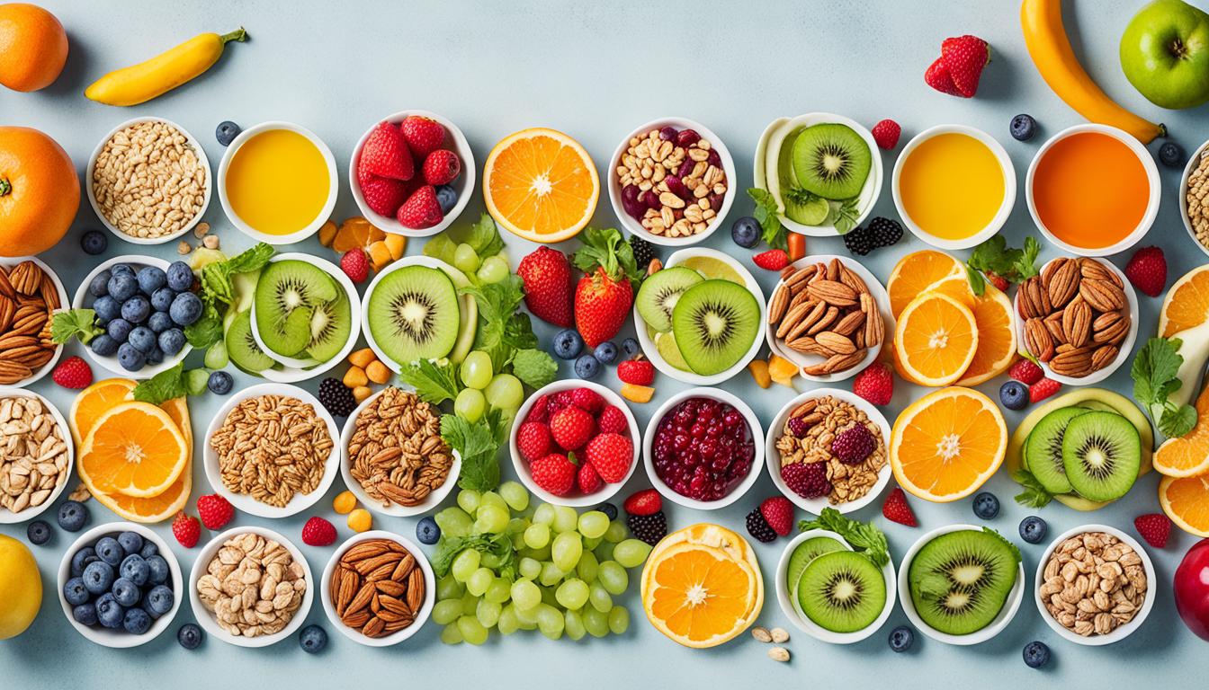 Variedade de produtos saudáveis