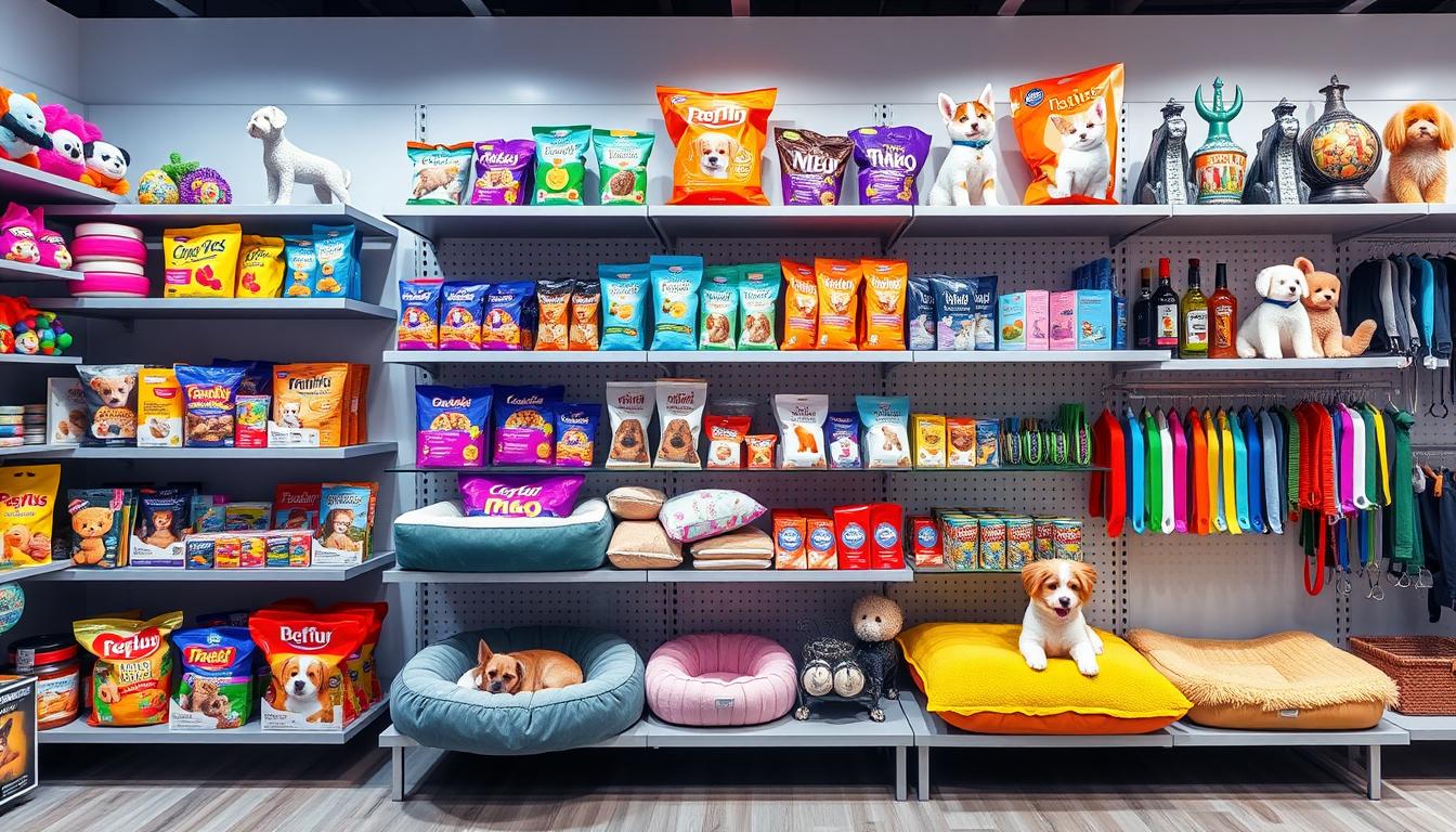 Variedade de produtos disponíveis na loja online de produtos para animais