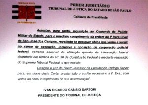 Despacho para reintegração previa confronto entre polícias militar e federal