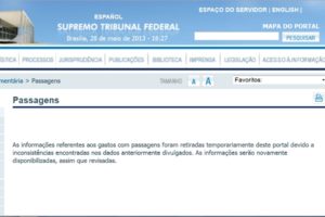STF tira do ar dados sobre viagens