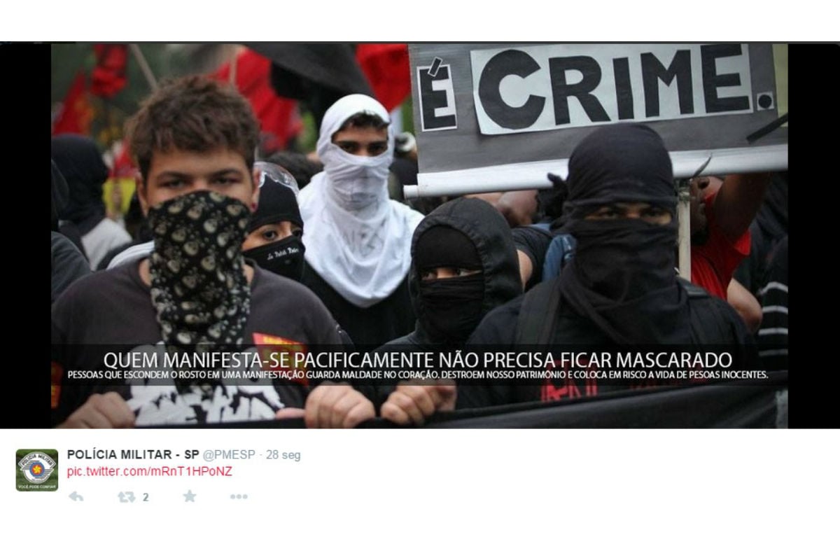 PM aproveita protesto para lançar “meme anti Black Bloc”