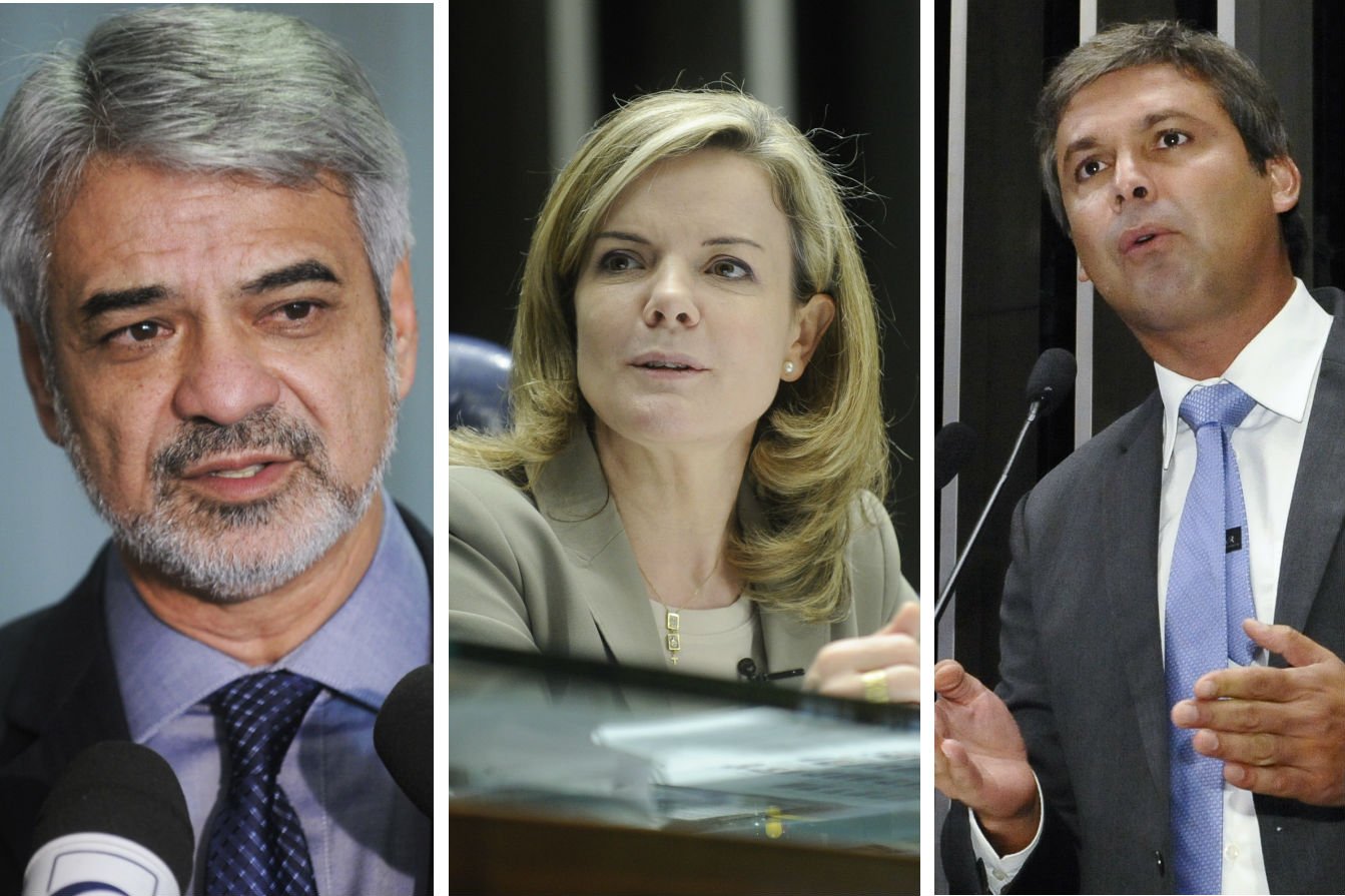 Os senadores Humberto Costa (à esq), Gleisi Hoffman e Lindberg Farias
 