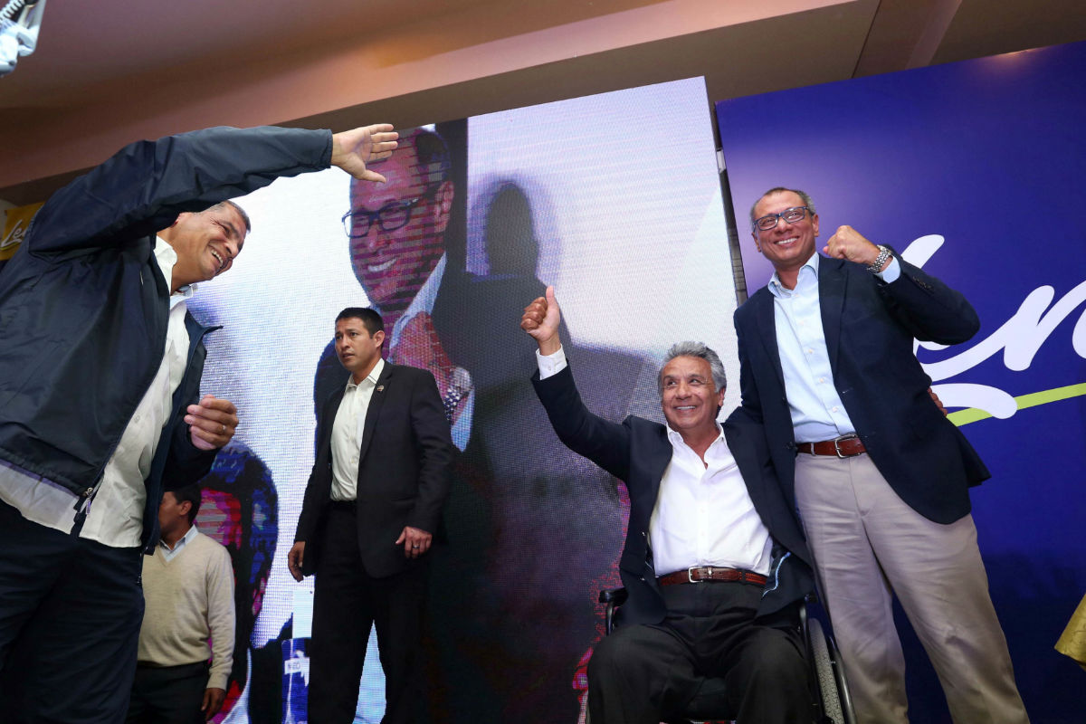 O presidente do Equador Rafael Correa e Lenin Moreno