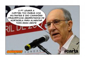 QUADRINSTA - PT garante mortadela a fiéis em depoimento de Lula a Moro
