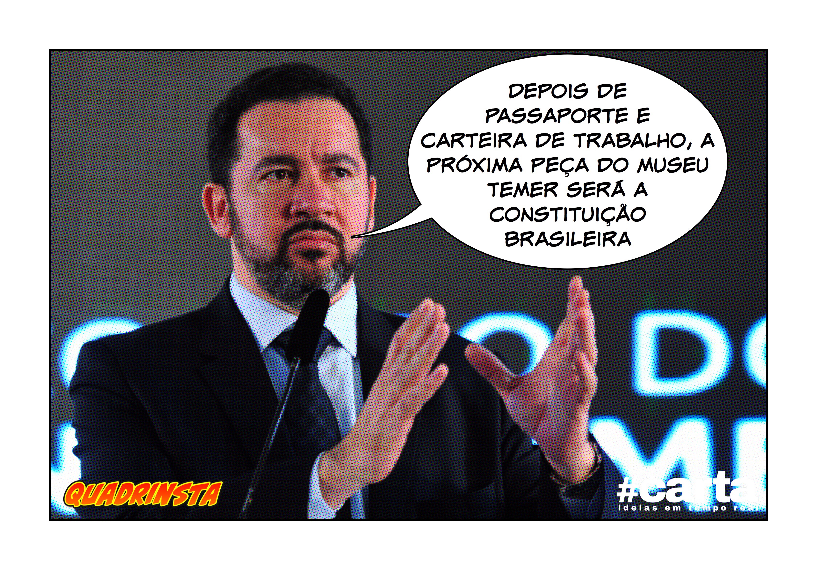Quadrinsta – Passaporte une-se à carteira de trabalho em museu Temer