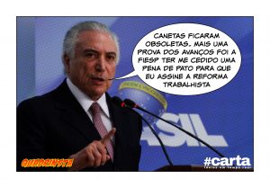 Quadrinsta - Temer usa pena de pato para assinar reforma trabalhista