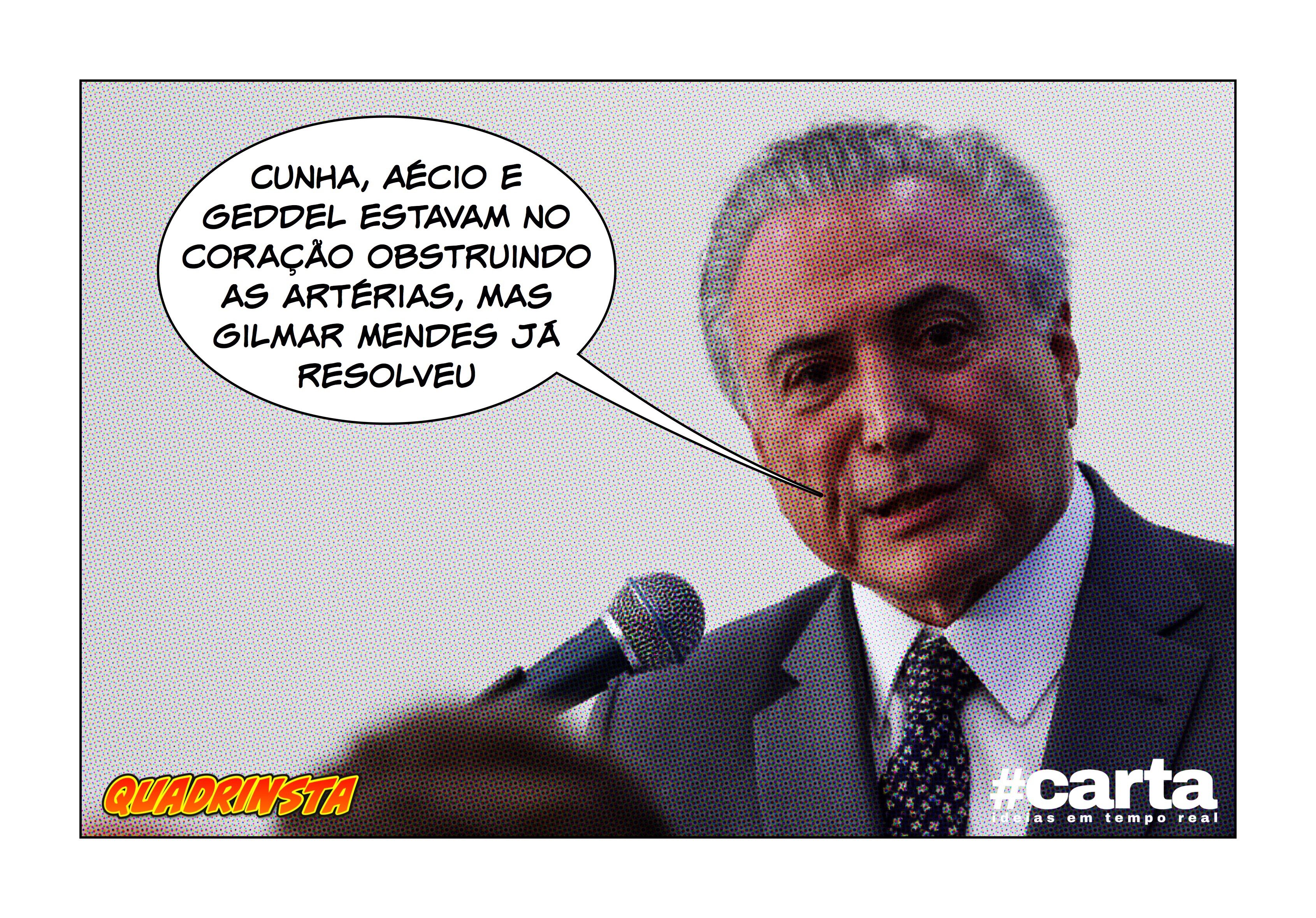 Aécio, Cunha e Geddel são encontrados dentro do coração de Temer