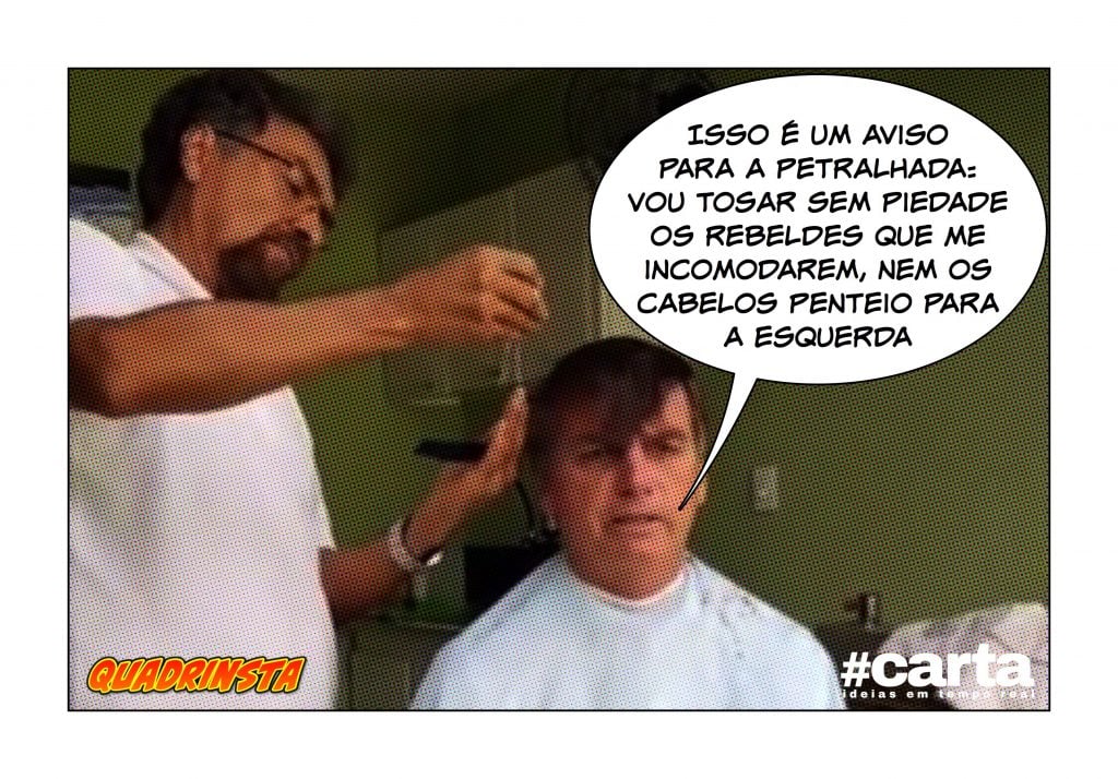 Sem caneta, Bolsonaro exibe trailer de corte de rebeldes com tesoura