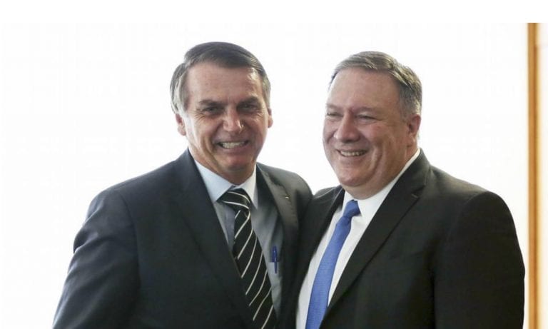 Bolsonaro e o secretário de Estado americano, Mike Pompeo (Foto: EBC)