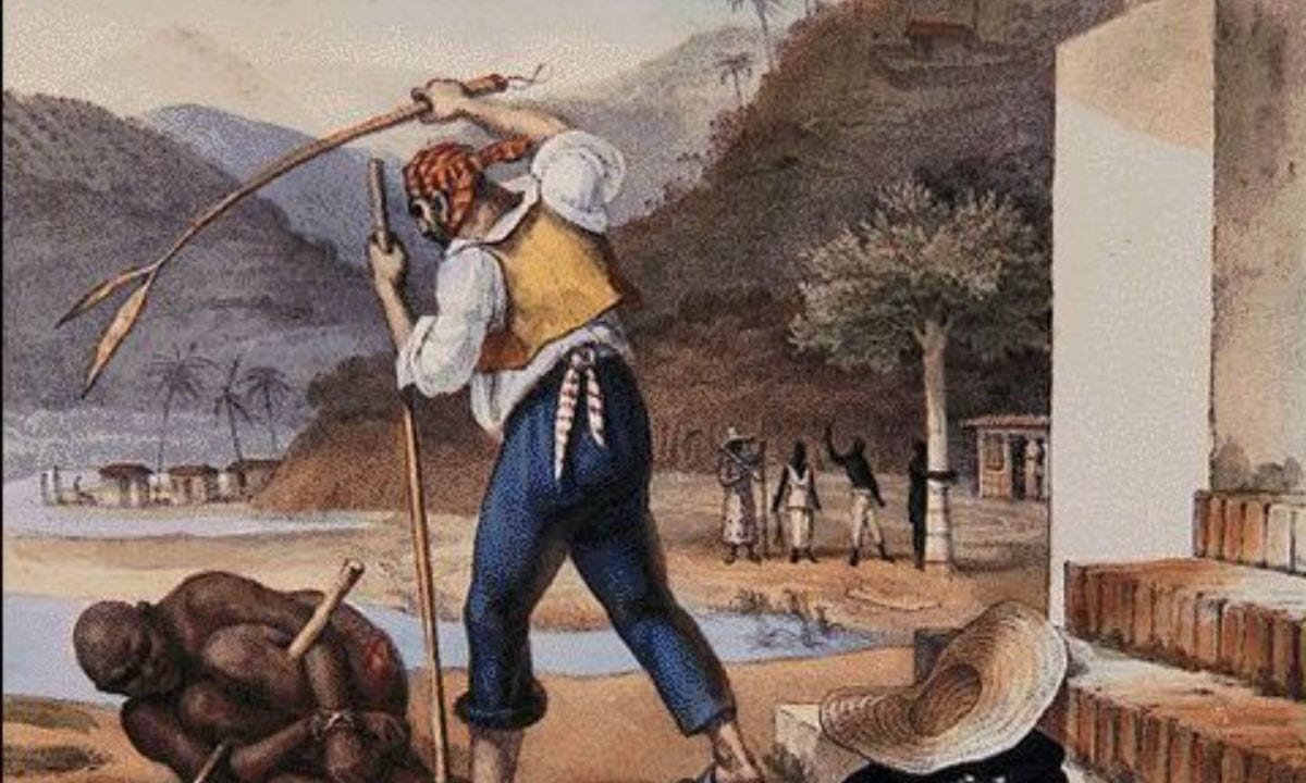 Capataz pune escravo em propriedade rural  – J.B.Debret 