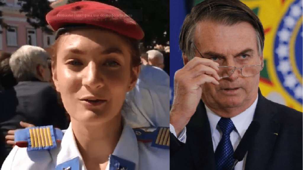 “Ele não”, protesta aluna de colégio militar homenageada pelo governo
