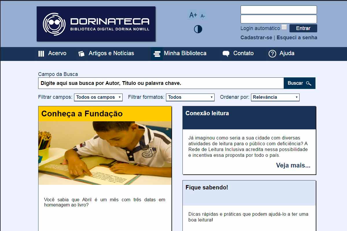Biblioteca digital reúne acervo acessível a deficientes visuais