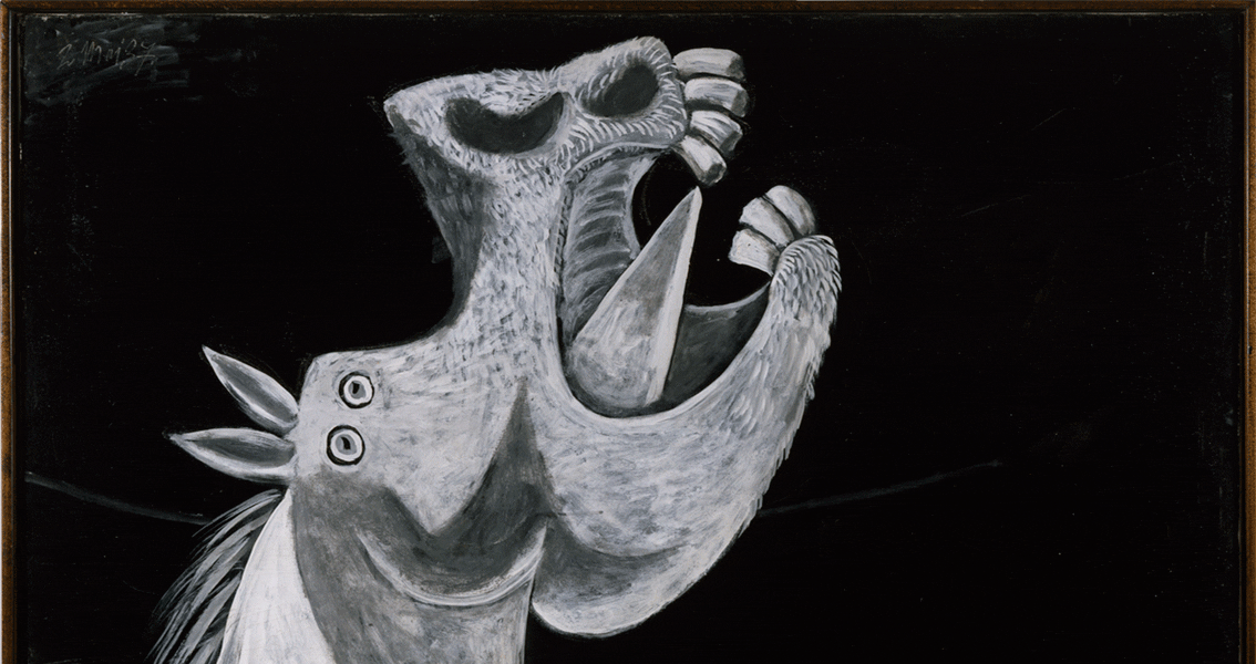 |Detalhe da principal obra de Picasso |pablo picasso guernica espanha modernismo  málaga cubismo fase azul pintura