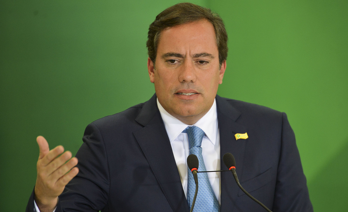 O presidente da Caixa, Pedro Guimarães, durante cerimônia de posse aos presidentes dos bancos públicos 