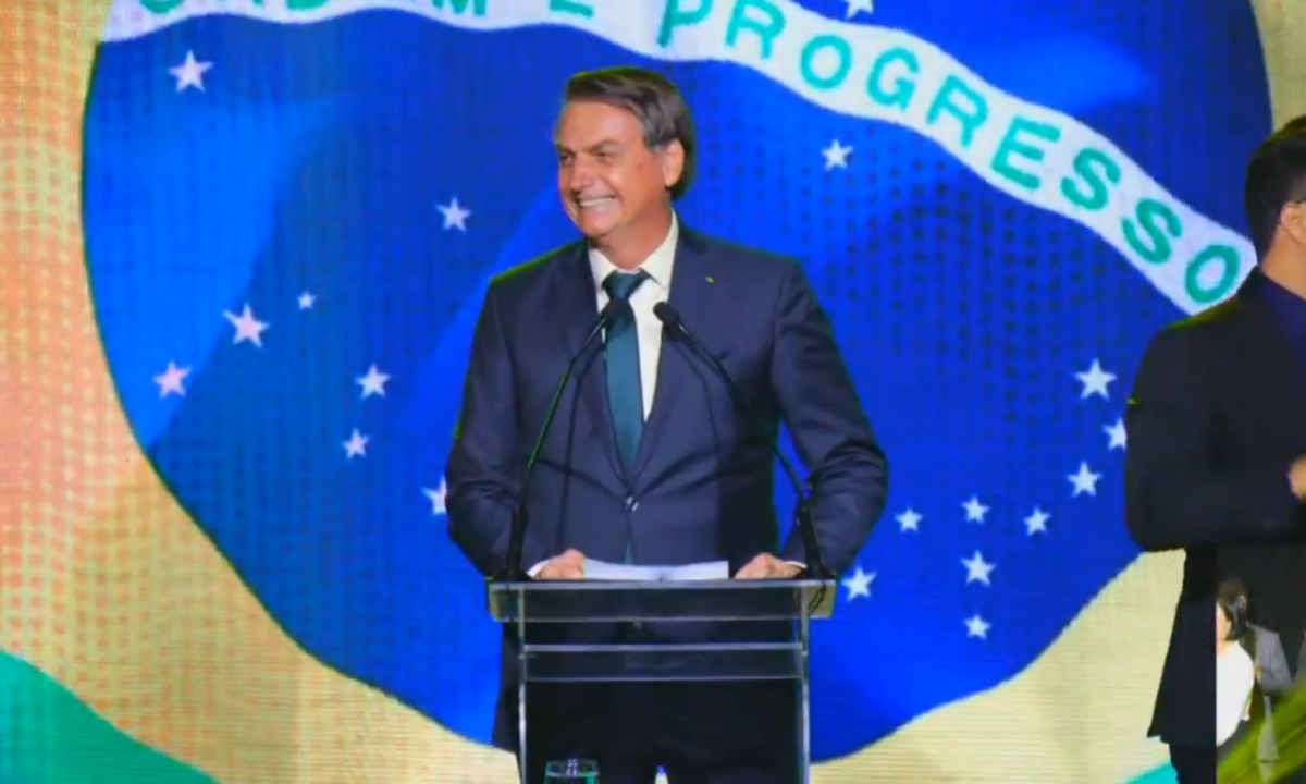 O presidente Jair Bolsonaro, durante cerimônia de estreia do novo partido. Foto: Reprodução/Facebook
