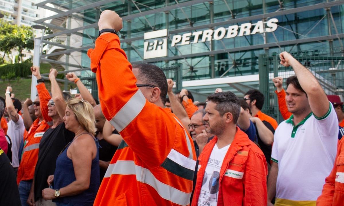 Petroleiros em manifestação no Rio de Janeiro, em 2020. Foto: FUP 