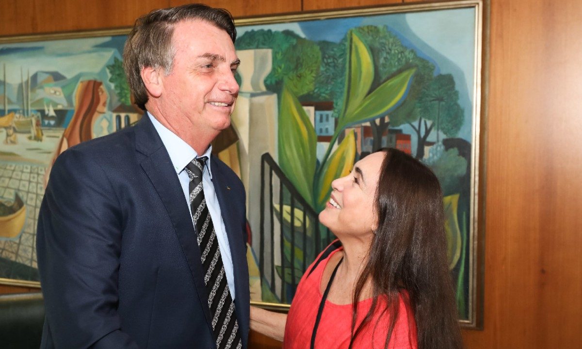 Jair Bolsonaro e Regina Duarte no Palácio do Planalto Foto: Marcos Corrêa/PR