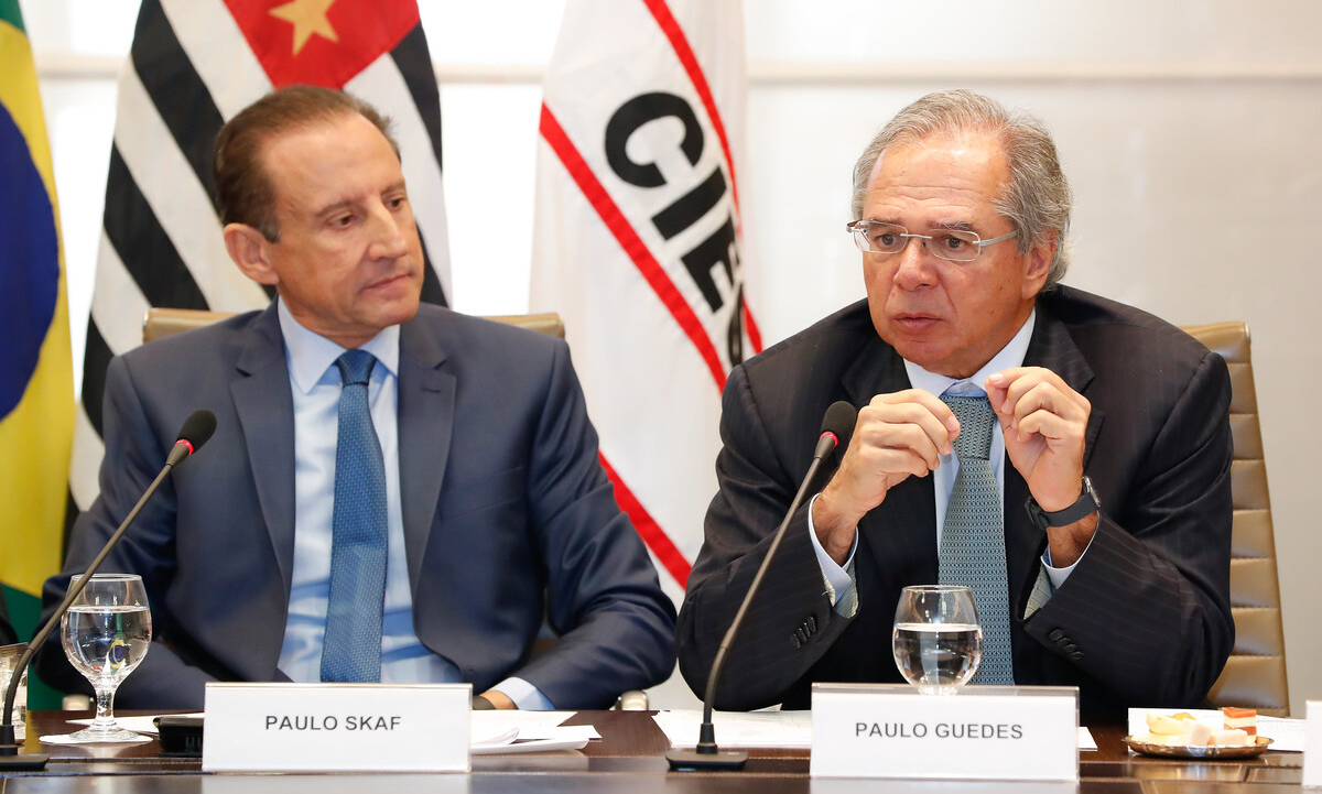 O ministro Paulo Guedes esteve em encontro com presidente da Fiesp, Paulo Skaf. Foto: Alan Santos/PR 