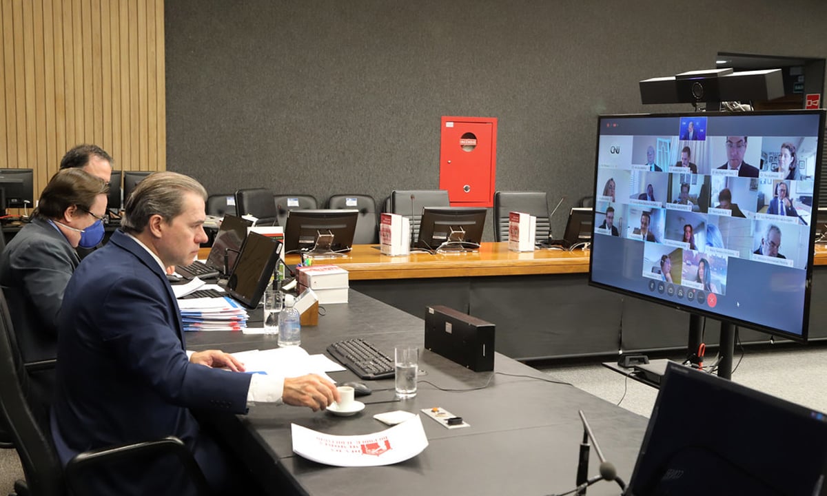 Videoconferência com ministro Dias Toffoli, presidente do Conselho Nacional de Justiça (Foto: G.Dettmar/Ag. CNJ). 