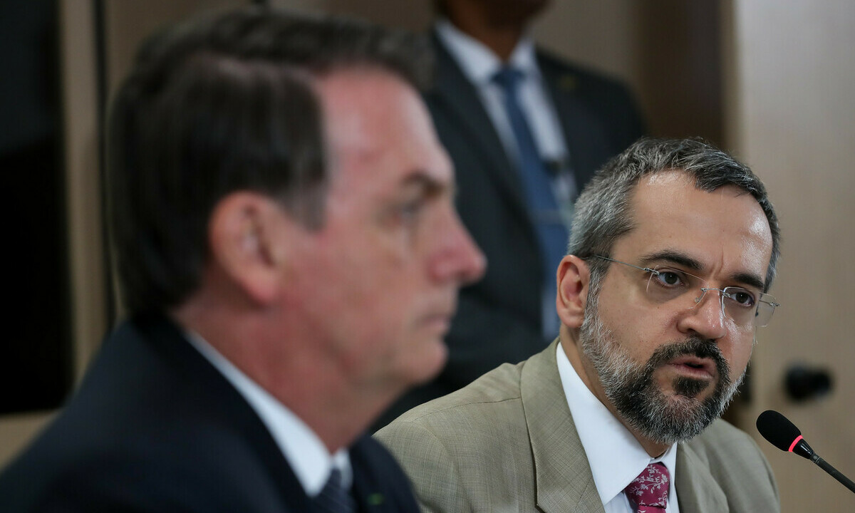 O ex-ministro da Educação Abraham Weintraub, durante reunião com o presidente Jair Bolsonaro. Foto: Marcos Corrêa/PR 