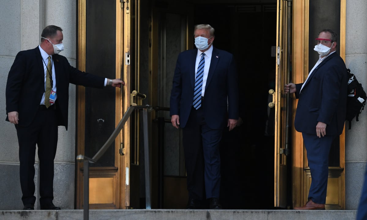 Trump sai caminhando do hospital após receber tratamento para a Covid-19