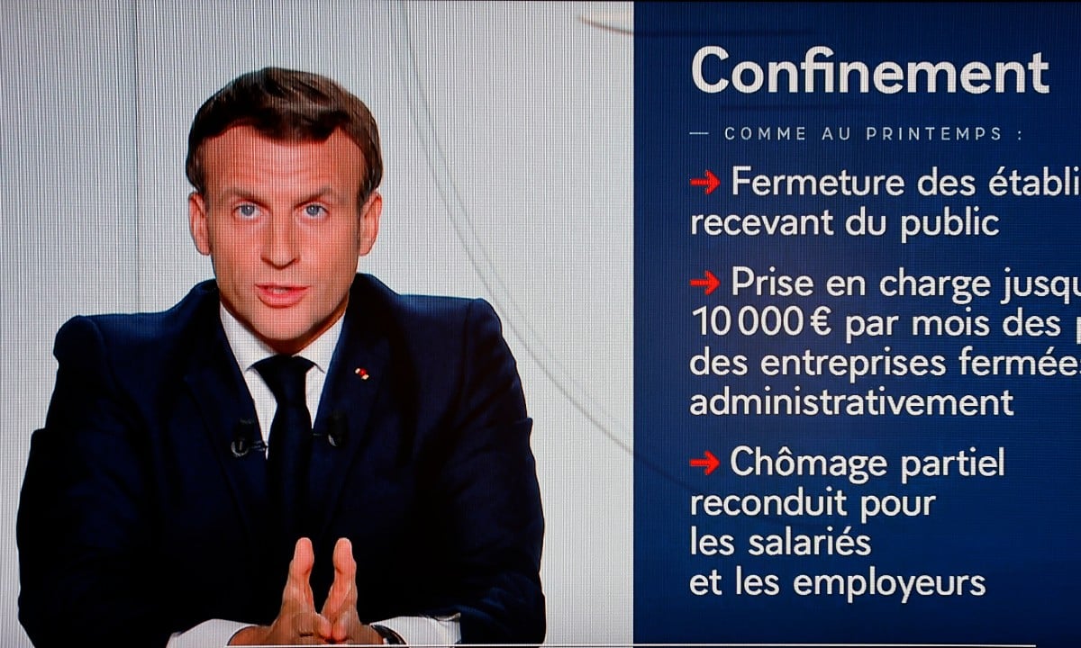 Emmanuel Macron anuncia novo confinamento na França (Foto: Ludovic MARIN / AFP) Emmanuel Macron anuncia novo confinamento na França (Foto: Ludovic MARIN / AFP)