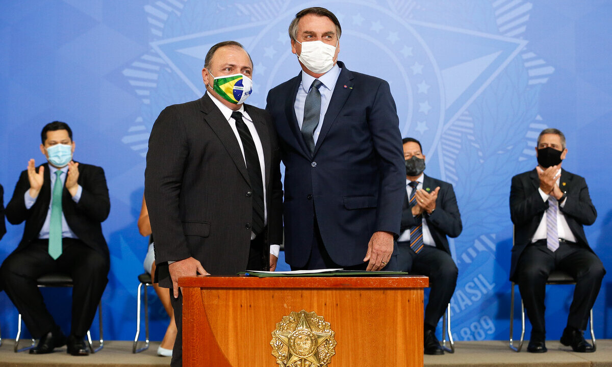 O presidente da República, Jair Bolsonaro, e o ministro da Saúde, Eduardo Pazuello. Foto: Carolina Antunes/PR 