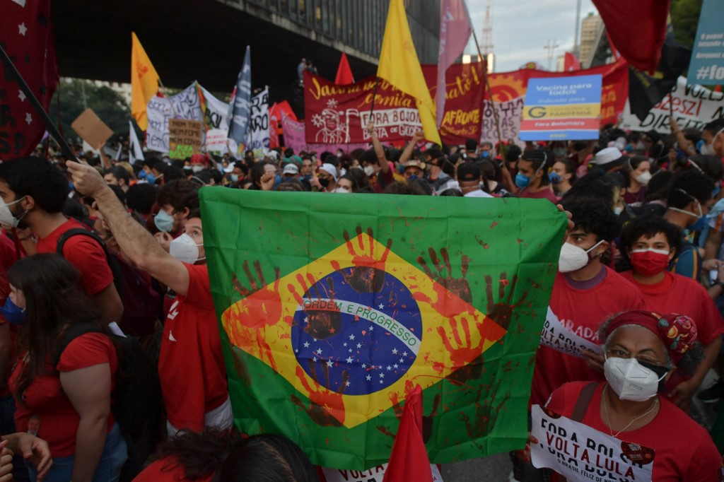 Manifestação contra Bolsonaro na Avenida Paulista, em 29 de maio. Crédito: Nelson Almeida/AFP 