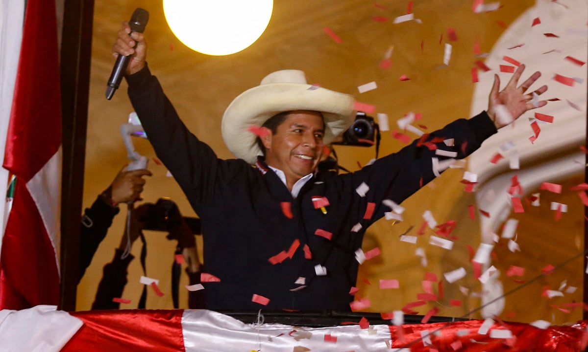 Pedro Castillo, presidente eleito do Peru. Foto: Gian Masko/AFP 