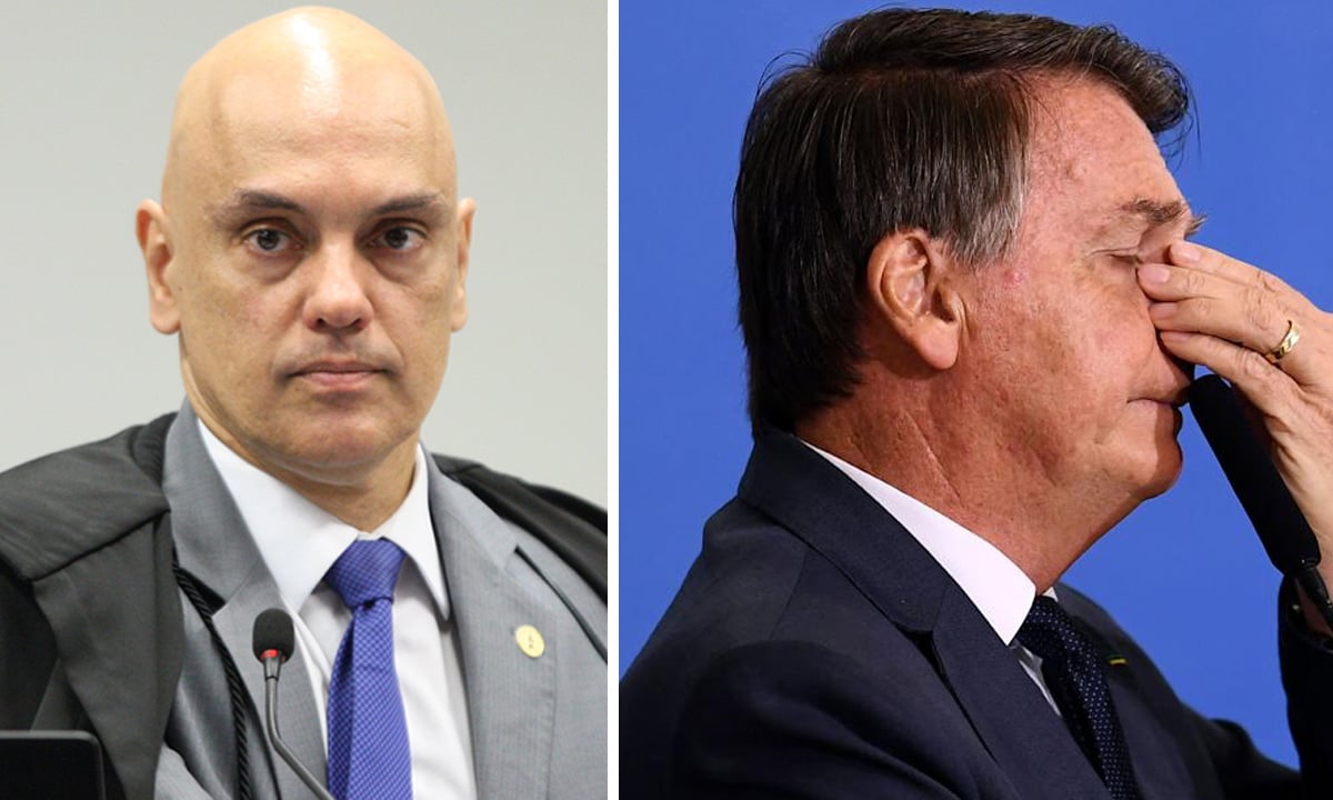 Alexandre de Moraes e Jair Bolsonaro. Fotos: Nelson Jr./STF e Evaristo Sá/AFP 