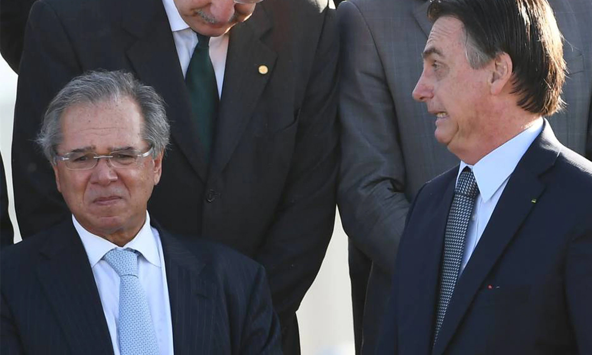 Paulo Guedes e Jair Bolsonaro. Foto: Evaristo Sá/AFP 