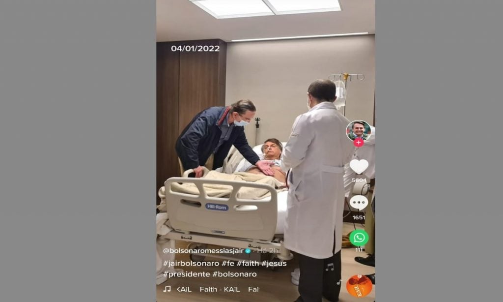 Bolsonaro usa TikTok para compartilhar foto em leito de hospital