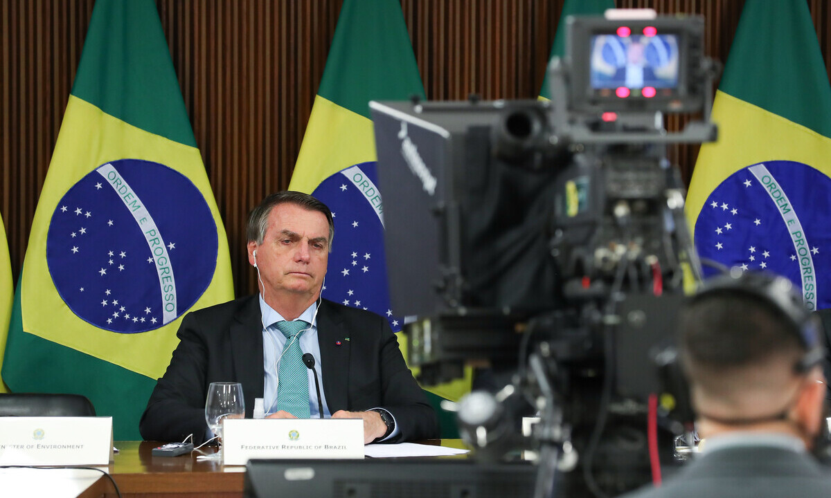 O presidente Jair Bolsonaro (PL) durante a Cúpula de Líderes sobre o Clima, em 2021. Foto: Marcos Corrêa/PR 