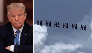 Avião com banner ‘HA HA HA’ sobrevoa mansão de Trump após operação do FBI