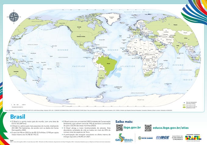 IBGE inicia venda do mapa-múndi com o Brasil no centro