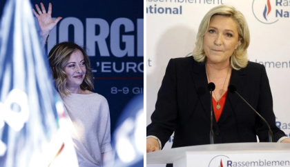 Giorgia Meloni e Marine Le Pen: os dois lados da extrema direita europeia