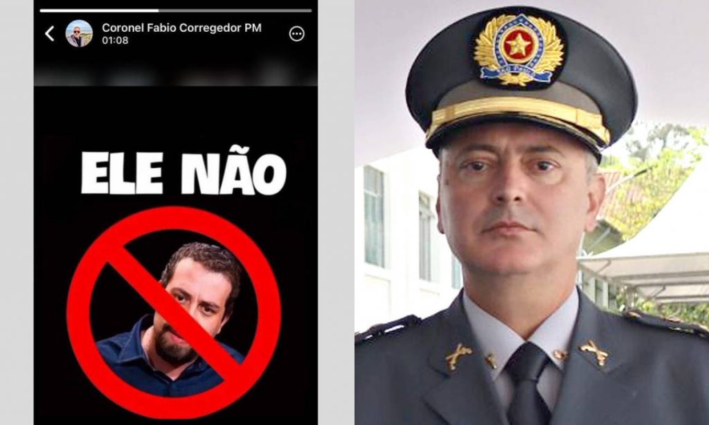 Corregedor da PM de Tarcísio publica mensagem contra Boulos: ‘Ele não’