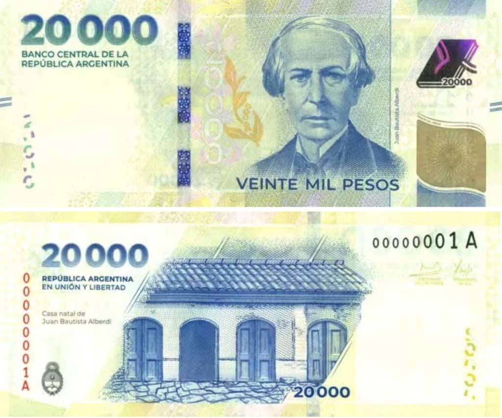 Com inflação de 193%, Argentina coloca em circulação nova nota de 20 mil pesos