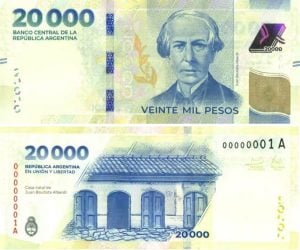 Com inflação de 193%, Argentina coloca em circulação nova nota de 20 mil pesos
