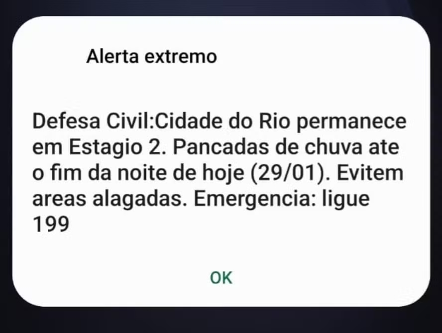 Rio emite alerta extremo pela 1ª vez por chuvas na noite desta quarta