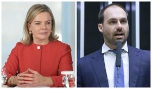 'Crime intolerável': A reação de Gleisi após Eduardo mencionar possíveis sanções dos EUA a Motta e Alcolumbre