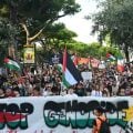 Milhares protestam contra ações de Israel em Gaza à margem do Festival de Veneza; veja fotos