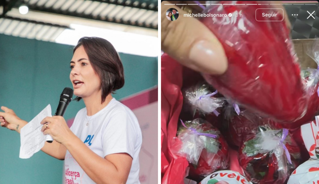Morango do amor, críticas a Dino e versículo: os stories de Michelle no dia da condenação de Bolsonaro