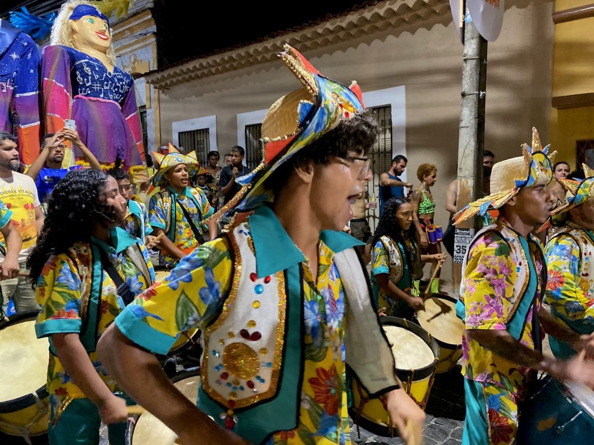 Olinda, Pernambuco, Brazil
02/08/2024
Close up on participants in a procession durring the Carnival in Olinda in Brazil 