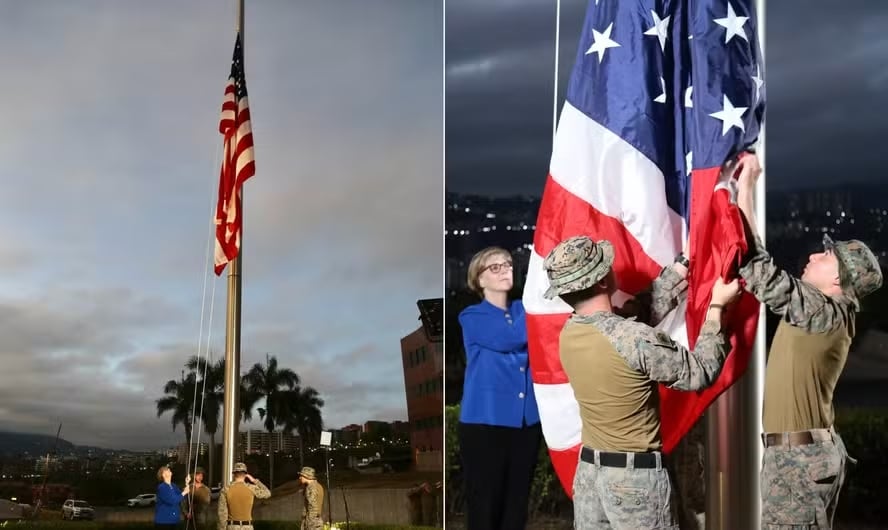 EUA hasteia sua bandeira na embaixada da Venezuela após sete anos