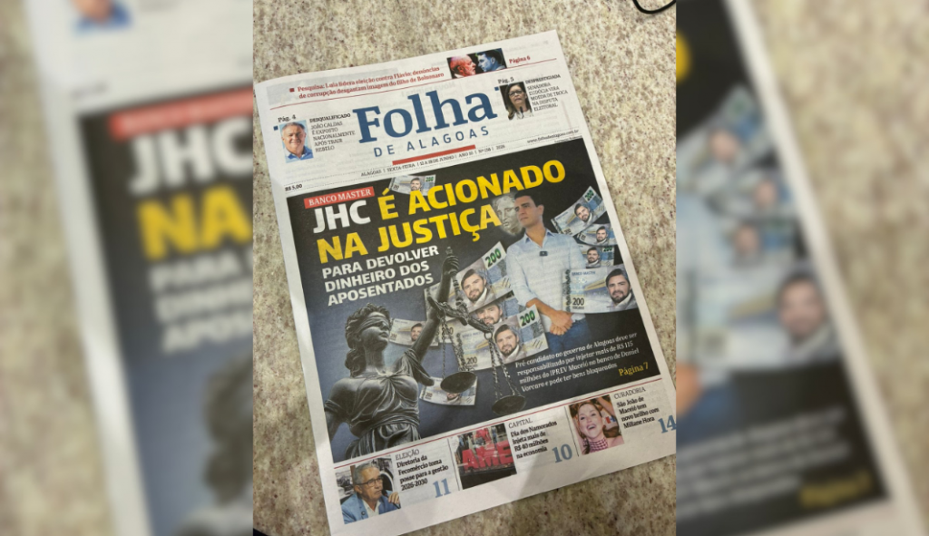 Justiça de Alagoas censura jornal que ligou JHC ao Caso Master
