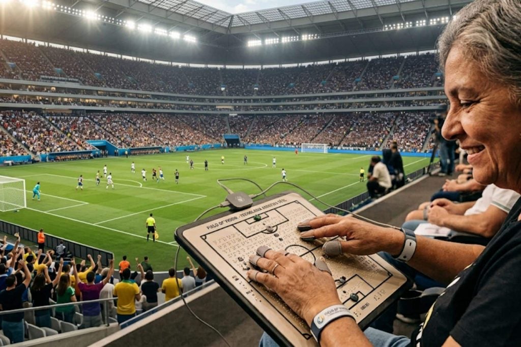 Tecnologia permite que pessoas cegas “vejam” uma partida de futebol com as mãos