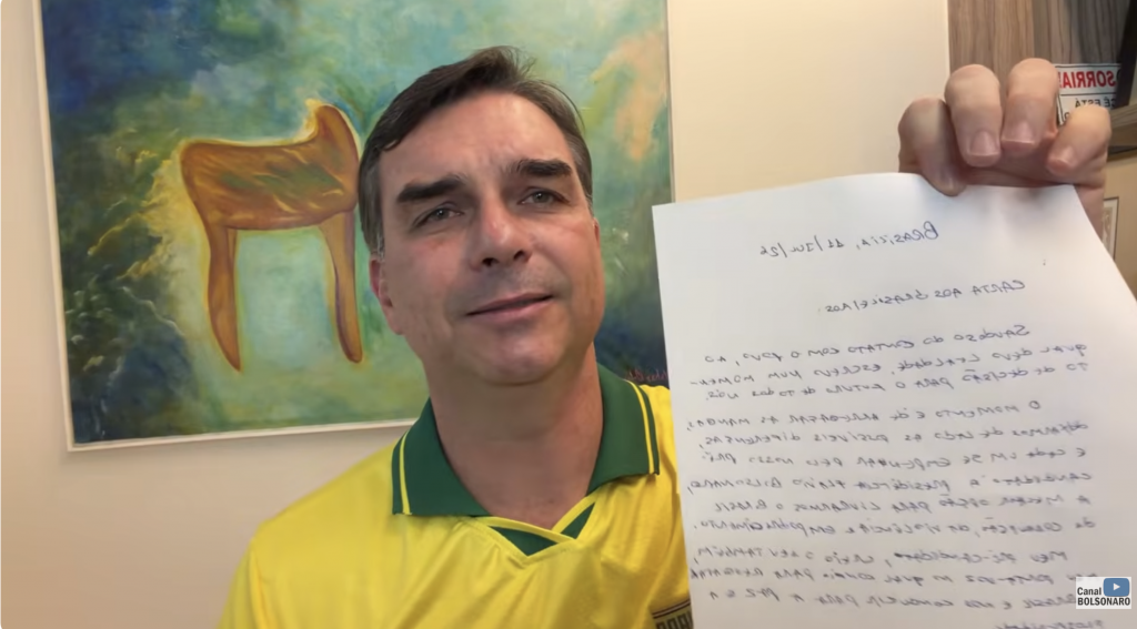 Em carta, Bolsonaro diz que Flávio é seu ‘porta-voz’